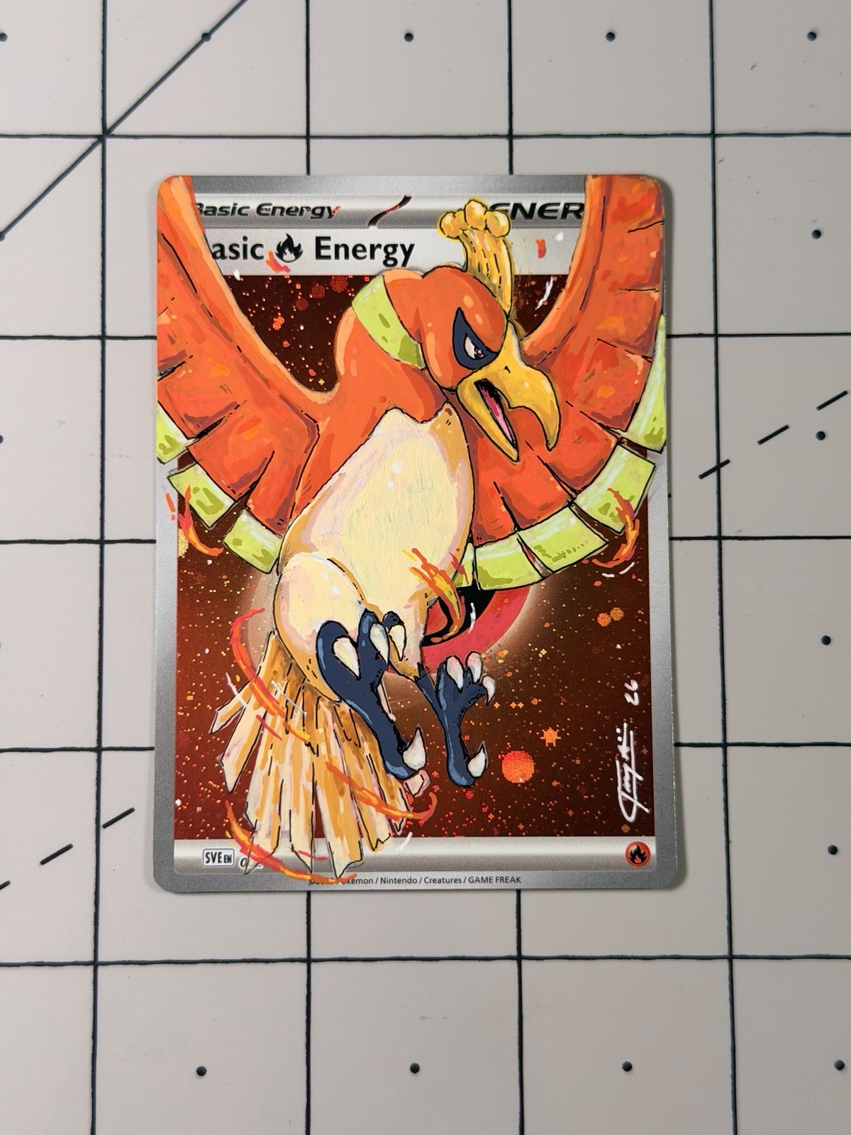 Ho-oh Hand Painted 1/1 Altered Art Holo Pokemon Energy Card Teeroy.Art Ho-oh Hand Painted 1/1 Altered Art Holo Pokemon Energy Card Teeroy.Art