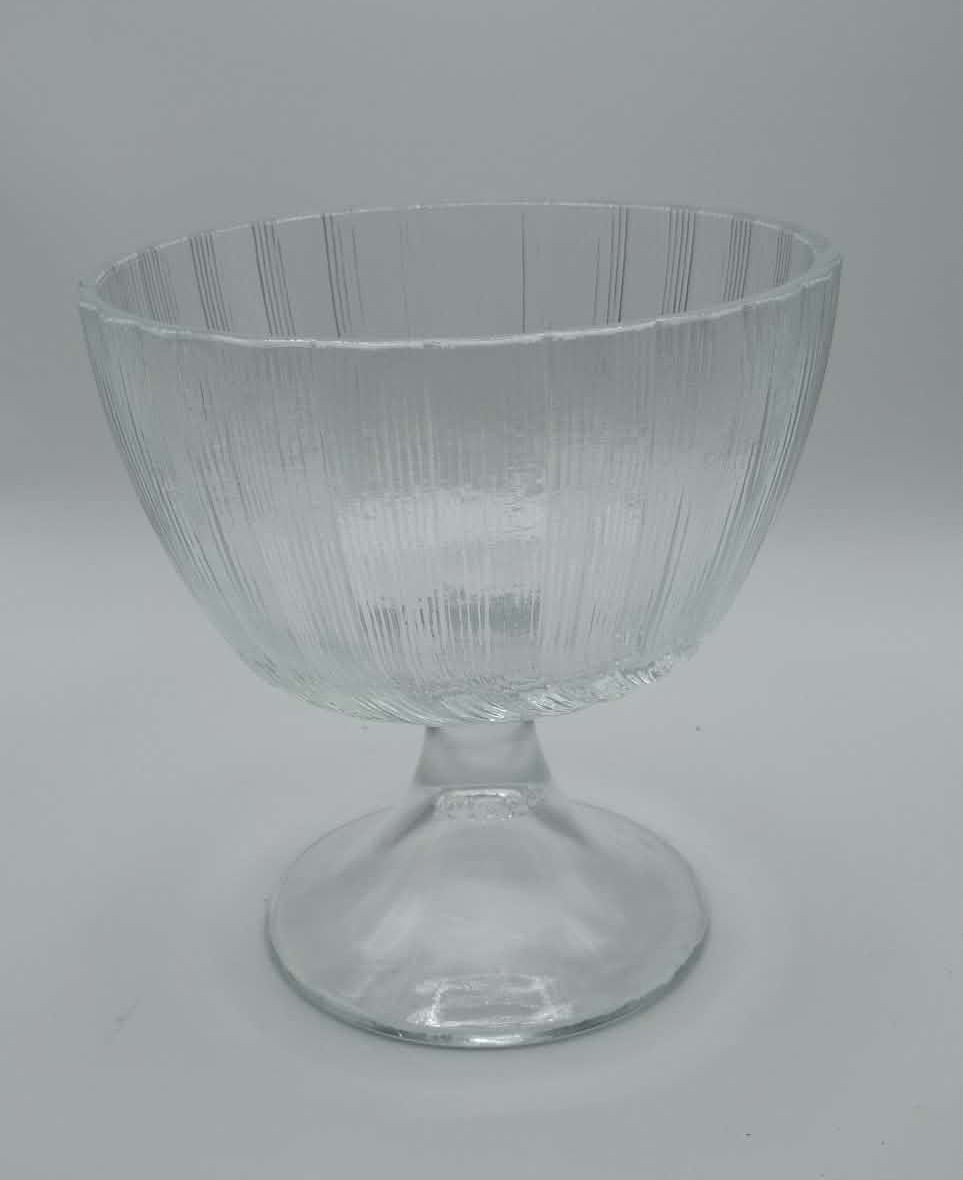 Vintage FTD Ribbed Design, Clear Glass Footed Compote - Made in USA 5 1/2