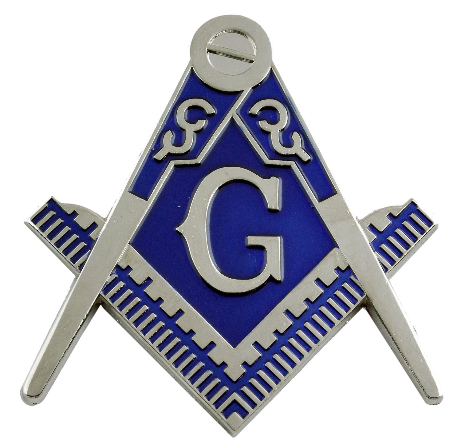 Chrome Silver Master Mason Auto Cut Out Car Emblem for Blue Lodge Freemasonry 