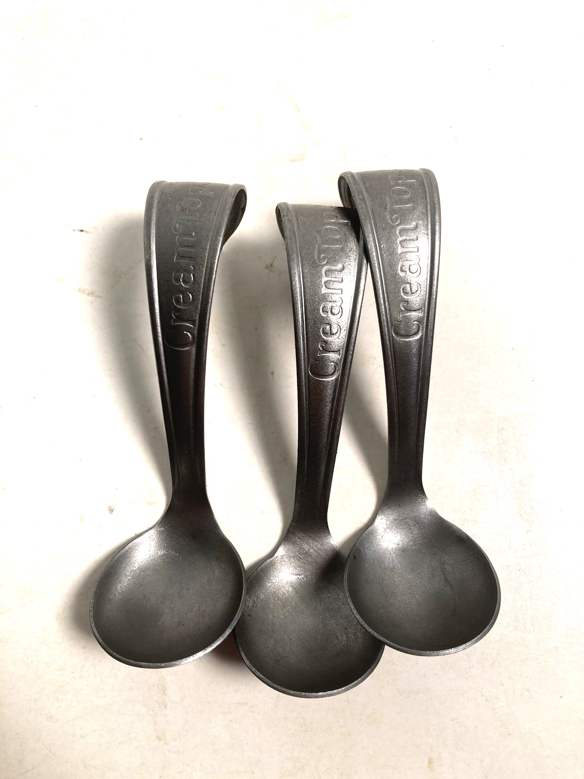 REPRODUCTION 1920's Cream Top Spoons, lot of 3, for milk bottles, displays