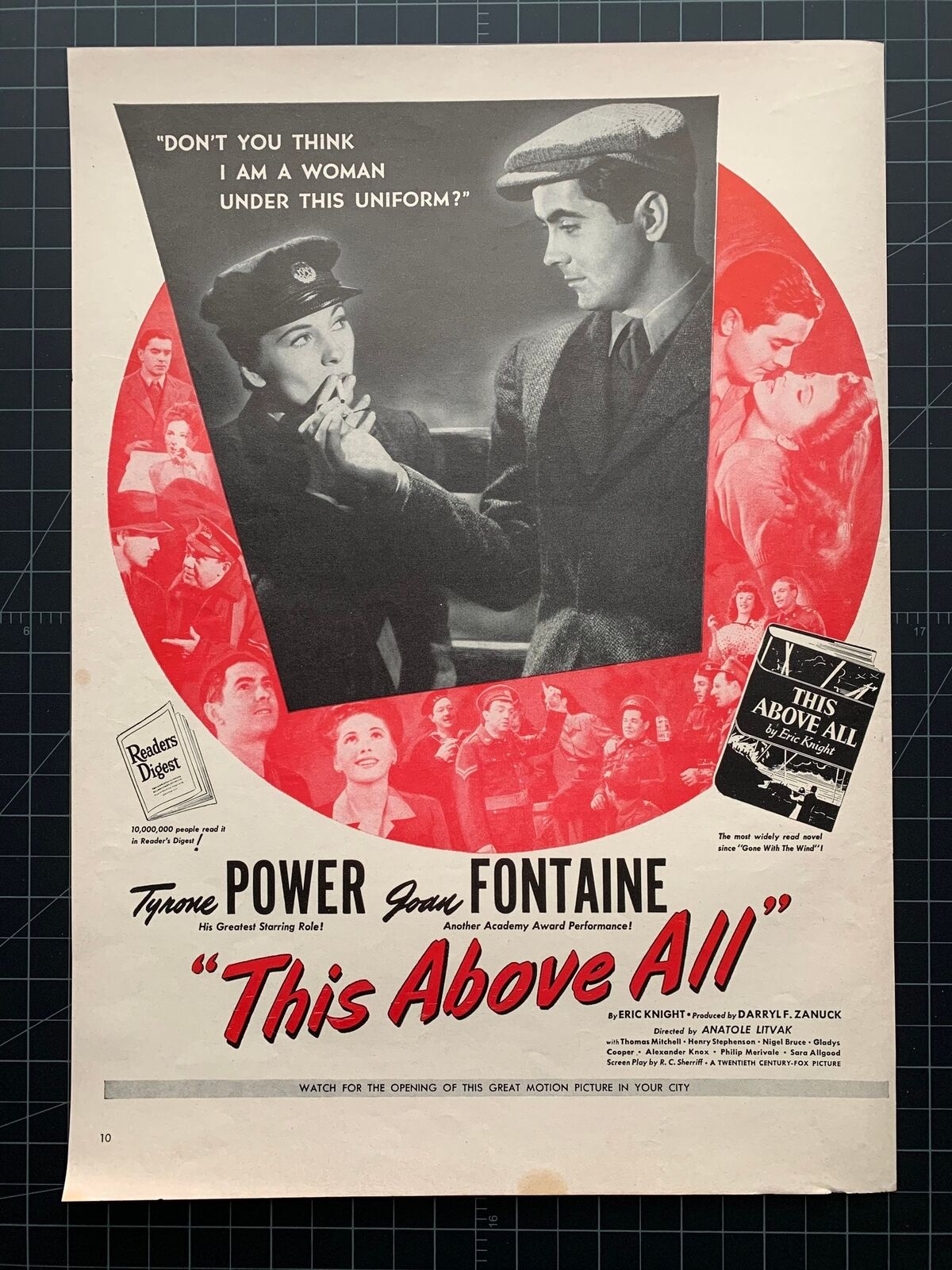 Vintage 1942 “This Above All” Film, Joan Fontaine Print Ad