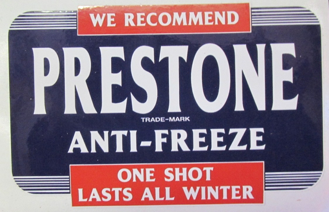 Prestone Anti-Freeze Decal small.  4.5\