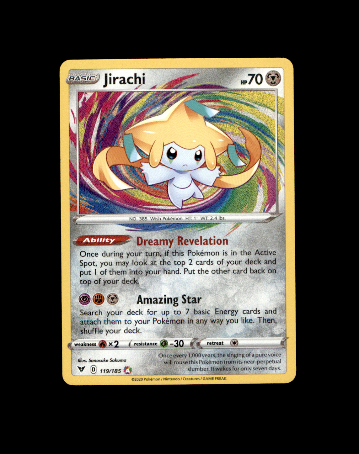 Jirachi 119/185 Amazing Rare Vivid Voltage Pokemon TCG 2020 Holo NM