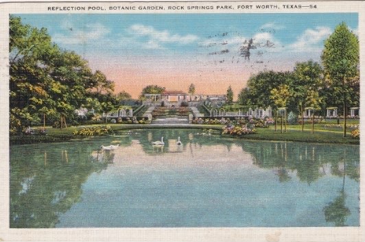Vintage View-Reflection Pool-Botanic Garden-Rock Springs Park-FORT WORTH, Texas