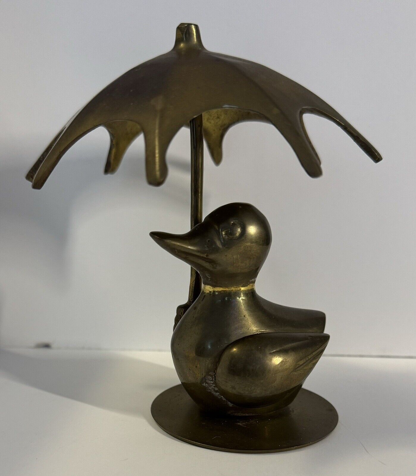 Brass Duck With Umbrella Figure Paperweight - Made in India