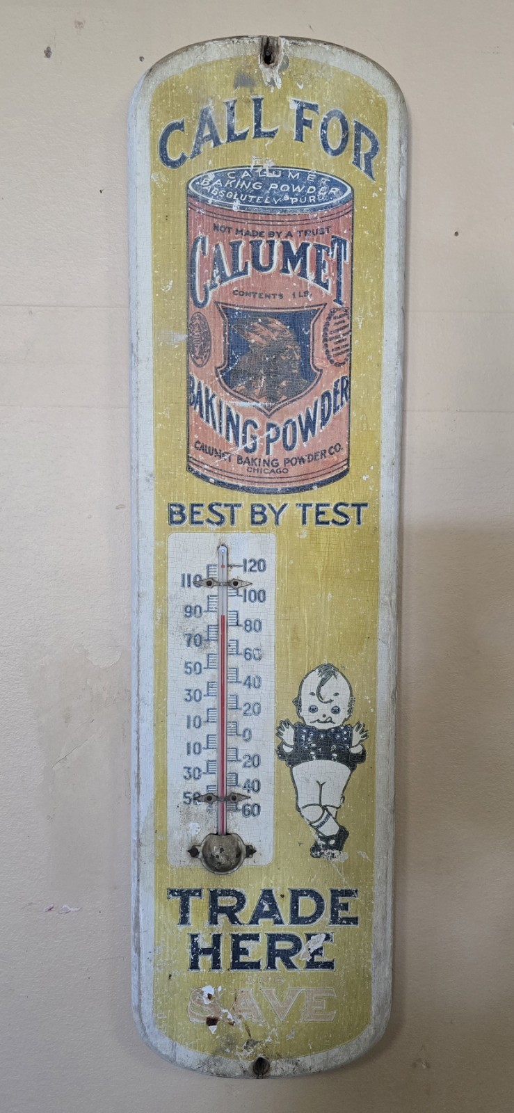 VINTAGE early 1900s CALUMET BAKING POWDER ADVERTISING THERMOMETER STORE SIGN