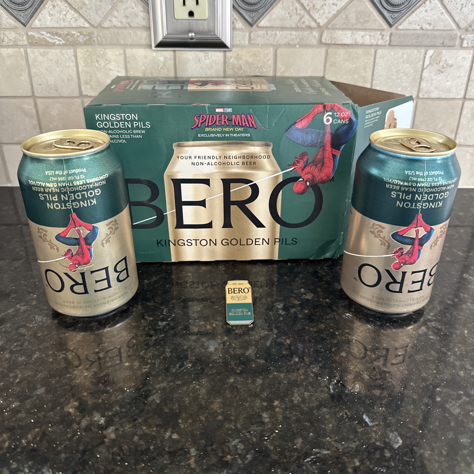 EMPTY BERO Golden Pils Spider-Man Limited Edition Box, 2 Cans, Pin SDCC 2026
