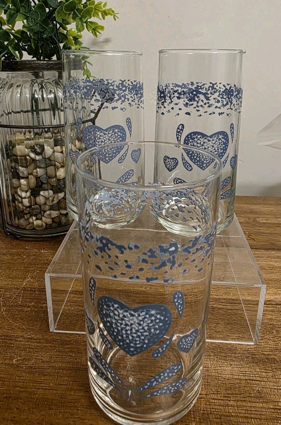 Set 3 Vtg Corelle BLUE HEARTS 5⅞\