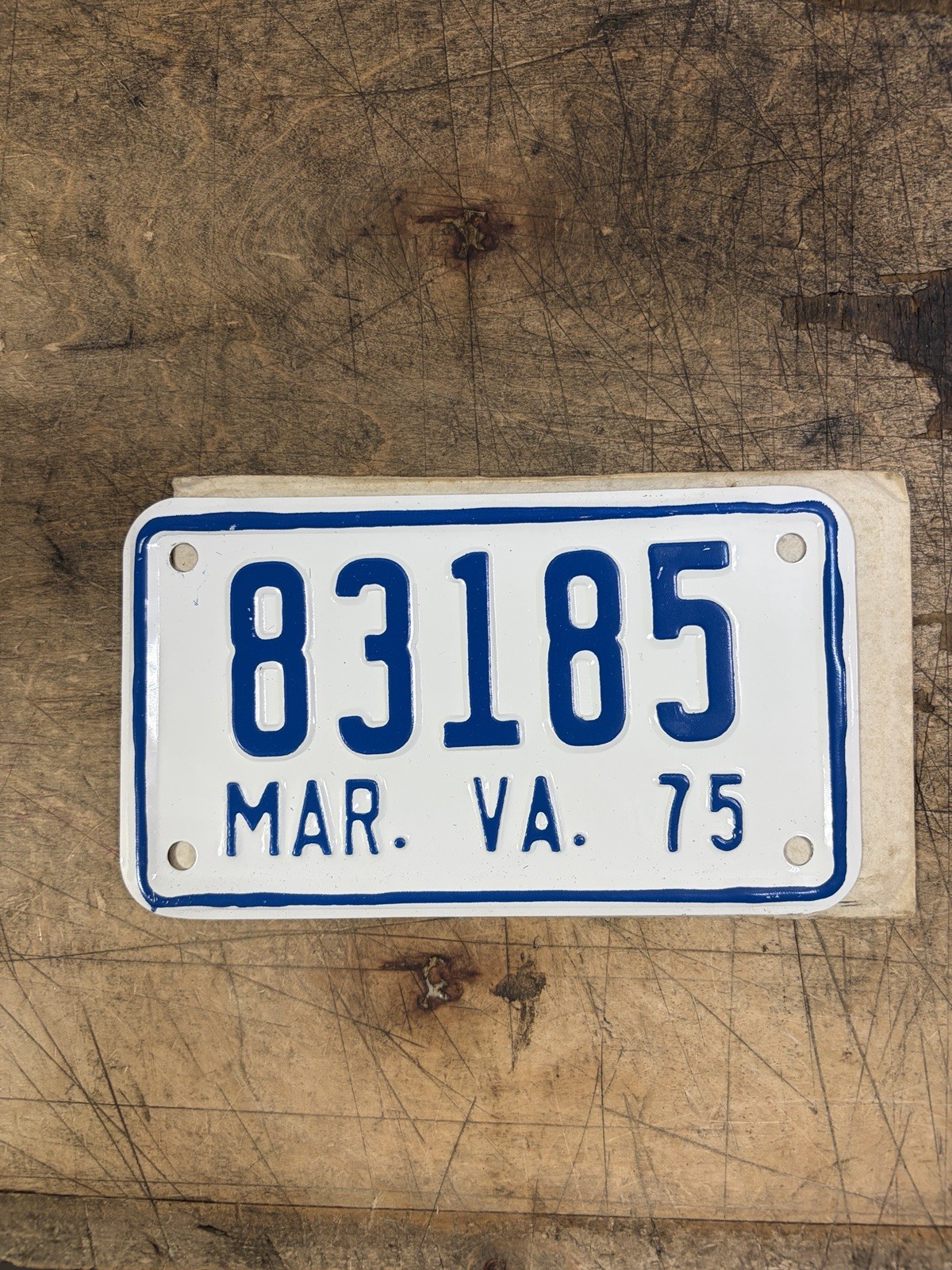 NOS 1975 Virginia Motorcycle License Plate