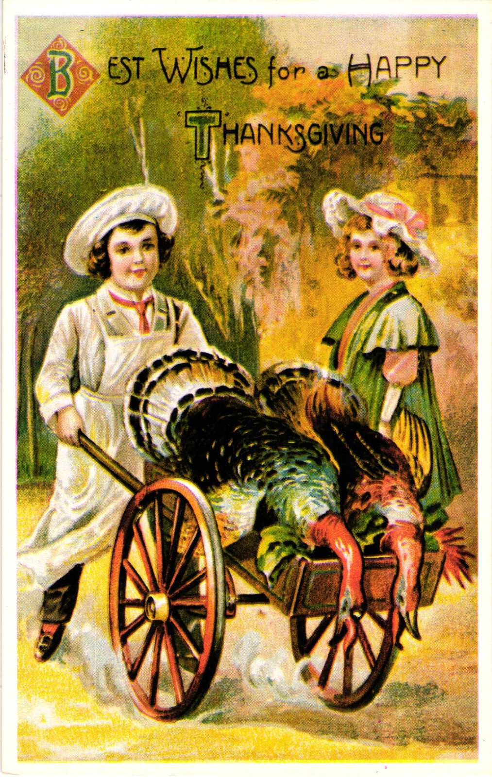 Happy Thanksgiving Best Wishes Vintage Reproduction Postcard Unposted
