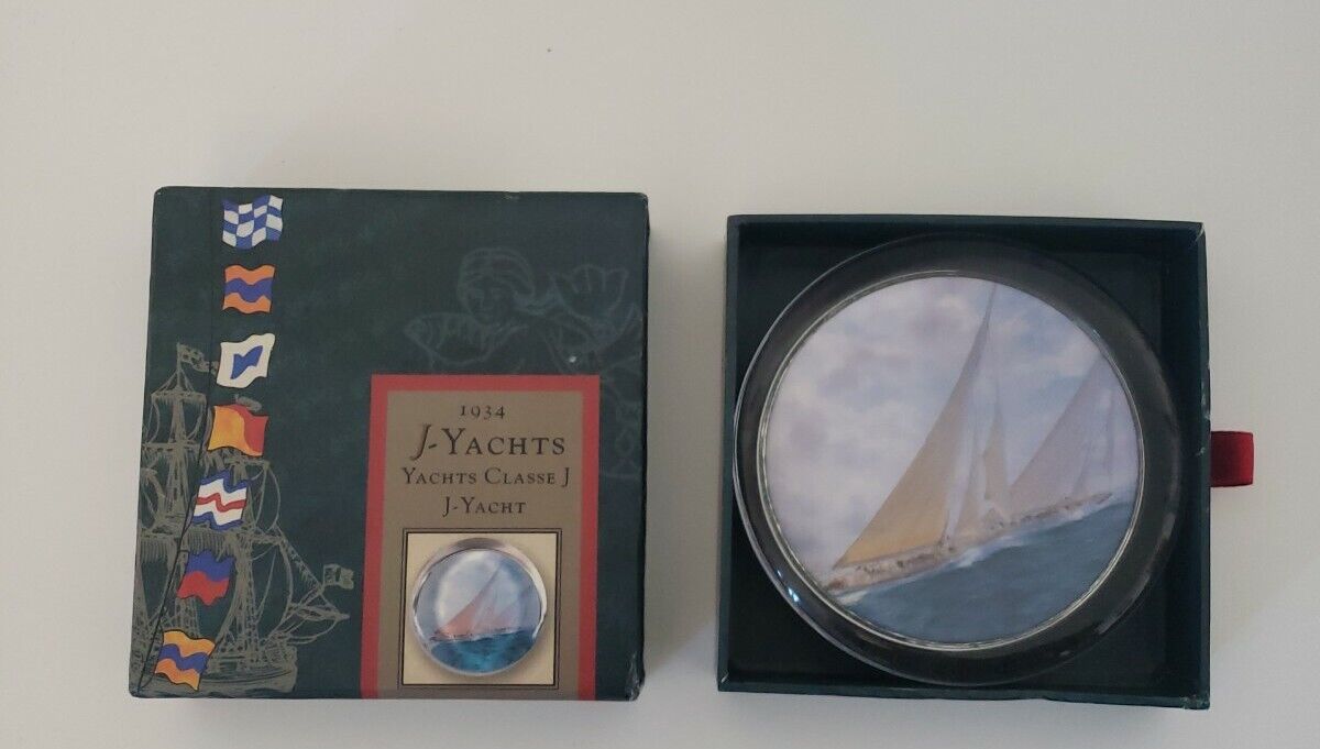 Paperweight - Heavy Glass By Authentic Models 1934 J-Yachts Classe J-Yacht