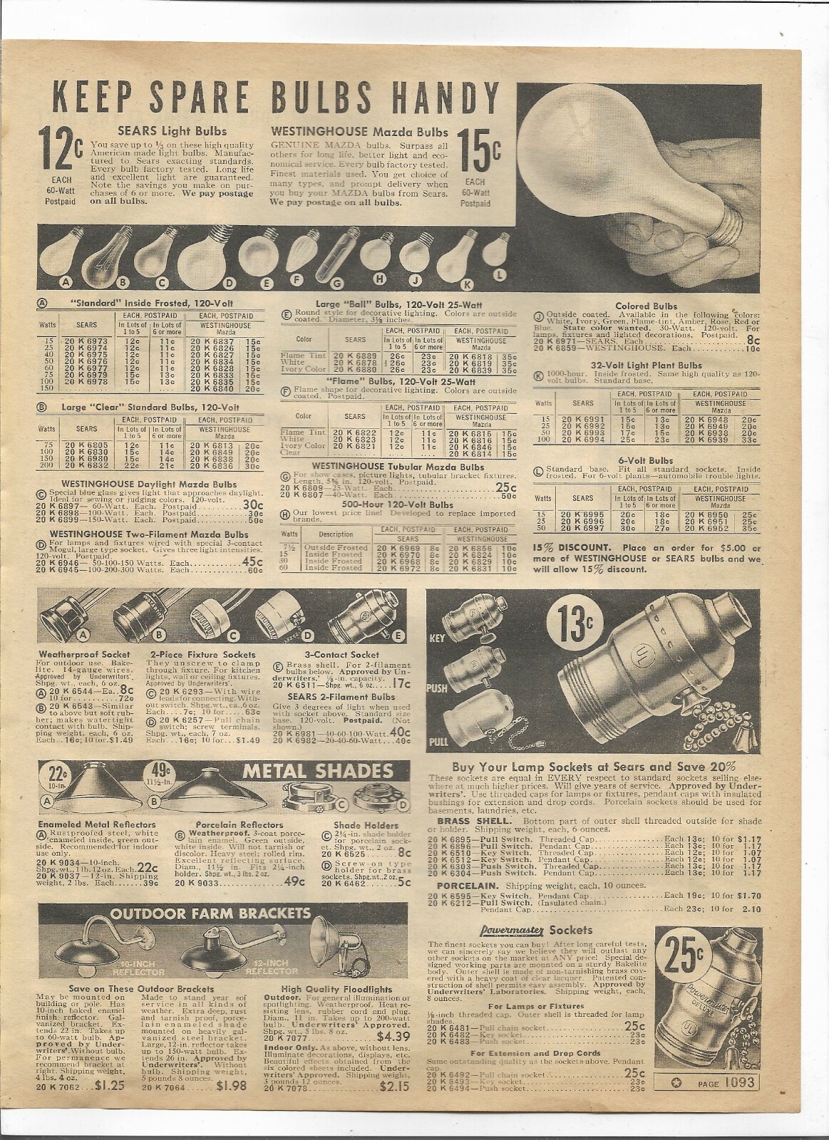 1938 Sears Catalog Ad Pages Westinghouse Light Bulb Metal Shade Socket Fixture 1938 Sears Catalog Ad Pages Westinghouse Light Bulb Metal Shade Socket Fixture