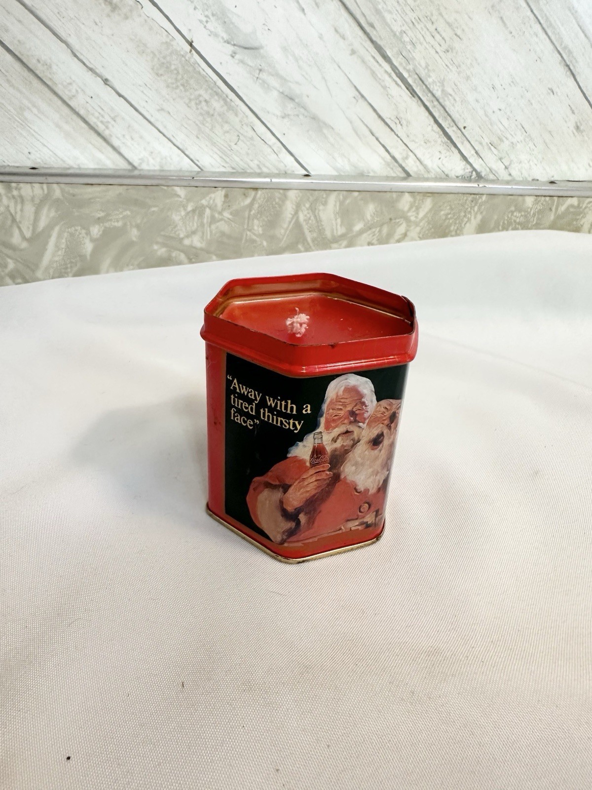 Vintage Coca Cola Santa Claus Candle In Tin 1991
