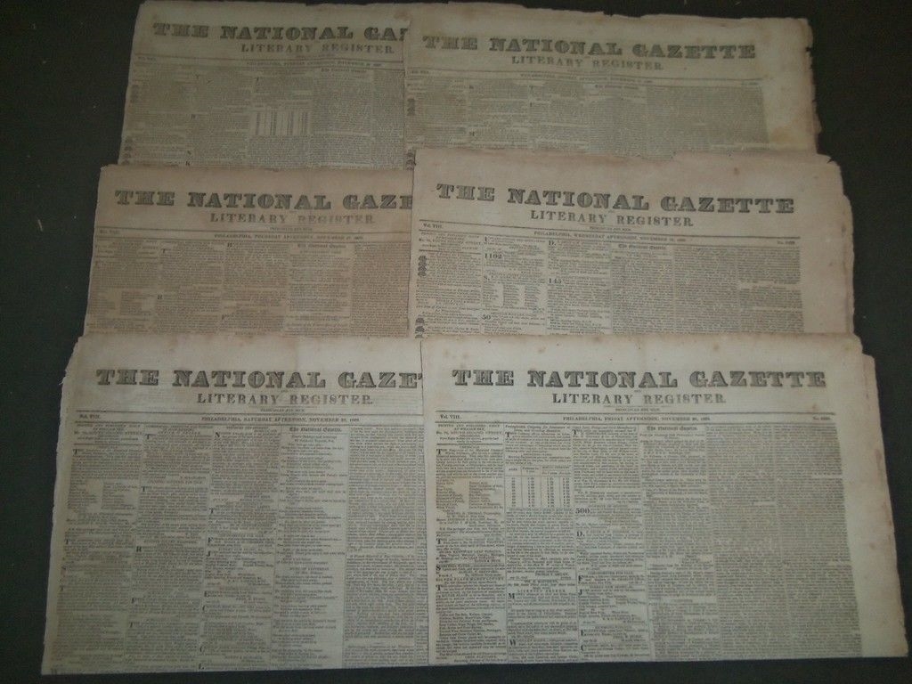 1828 THE NATIONAL GAZETTE NEWSPAPER LOT OF 14 - NICE ADVERTISEMENTS - NP 1444 1828 THE NATIONAL GAZETTE NEWSPAPER LOT OF 14 - NICE ADVERTISEMENTS - NP 1444