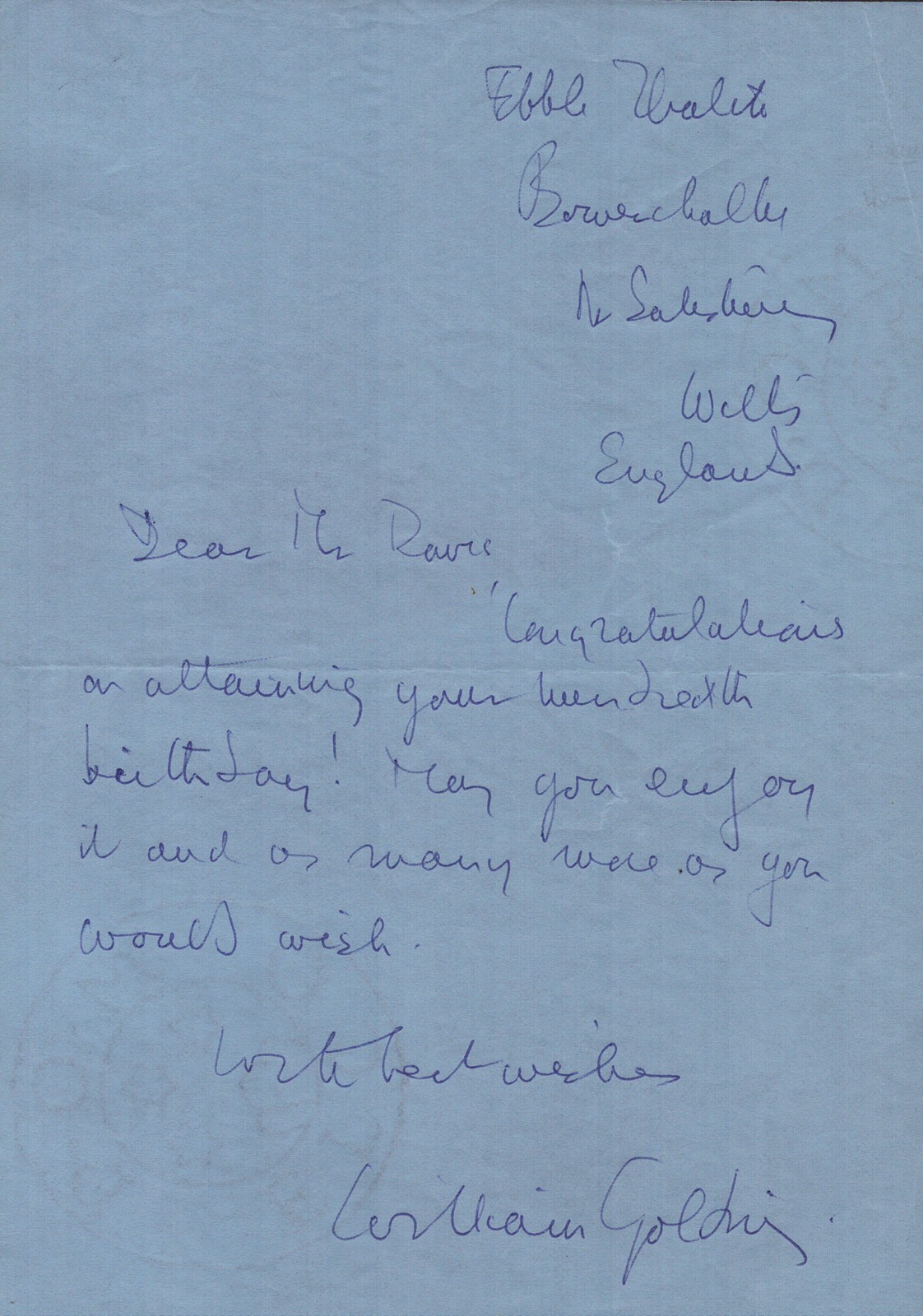 SIR WILLIAM GOLDING - AUTOGRAPH LETTER SIGNED