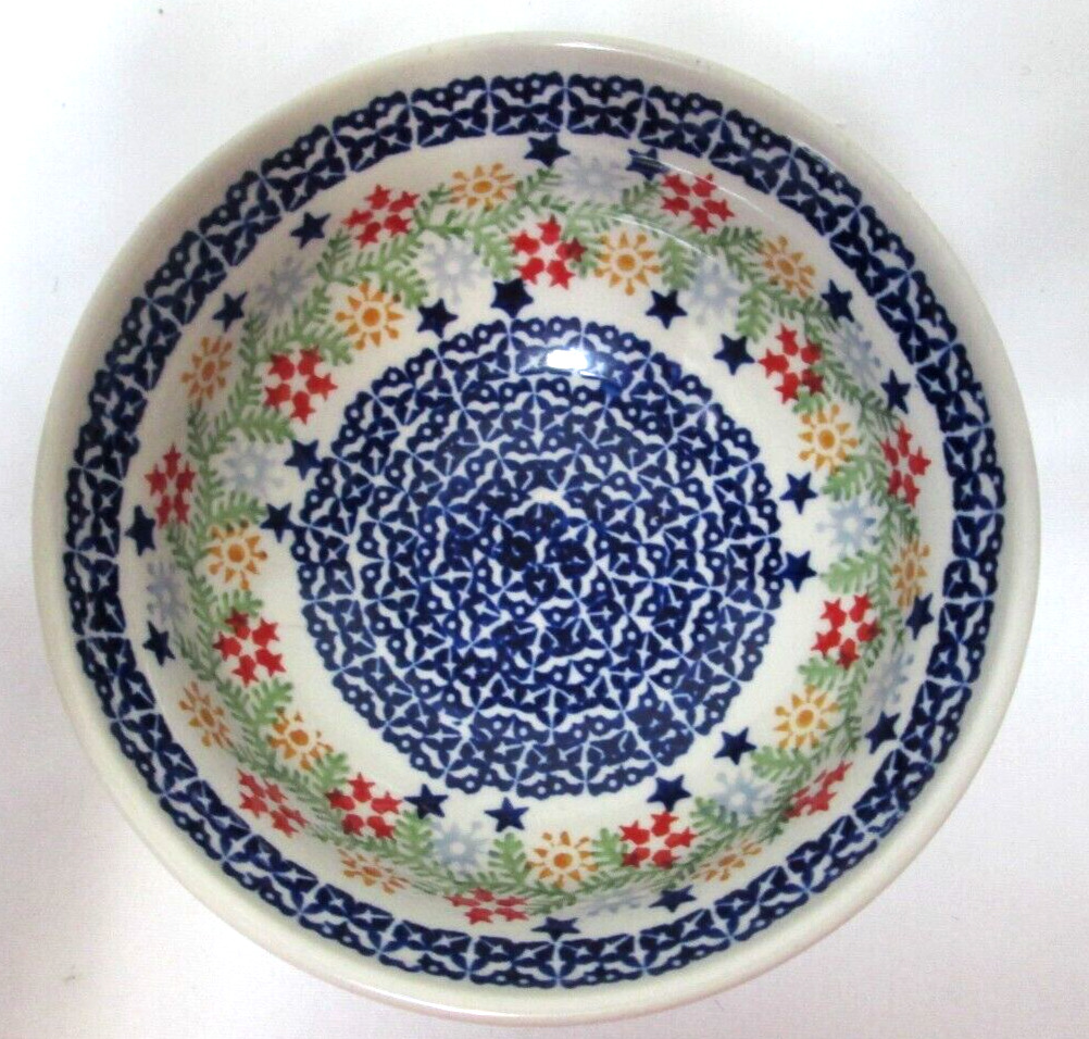 Wiza Boleslawiec Markowska Christmas Polish Pottery bowl handmade Stars Garland