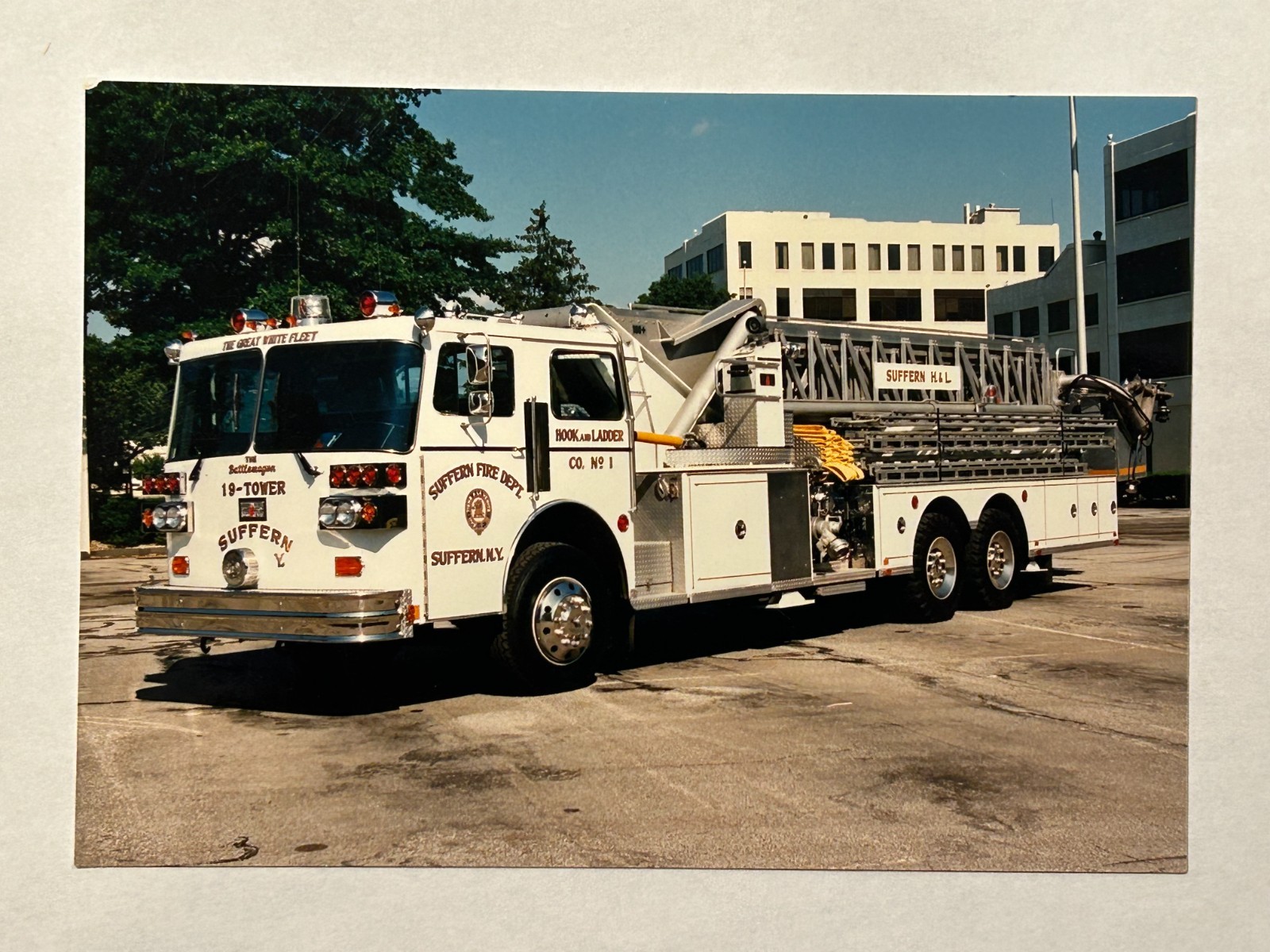 Suffern NY 1983 Sutphen Aerial Tower Fire Apparatus Print A59