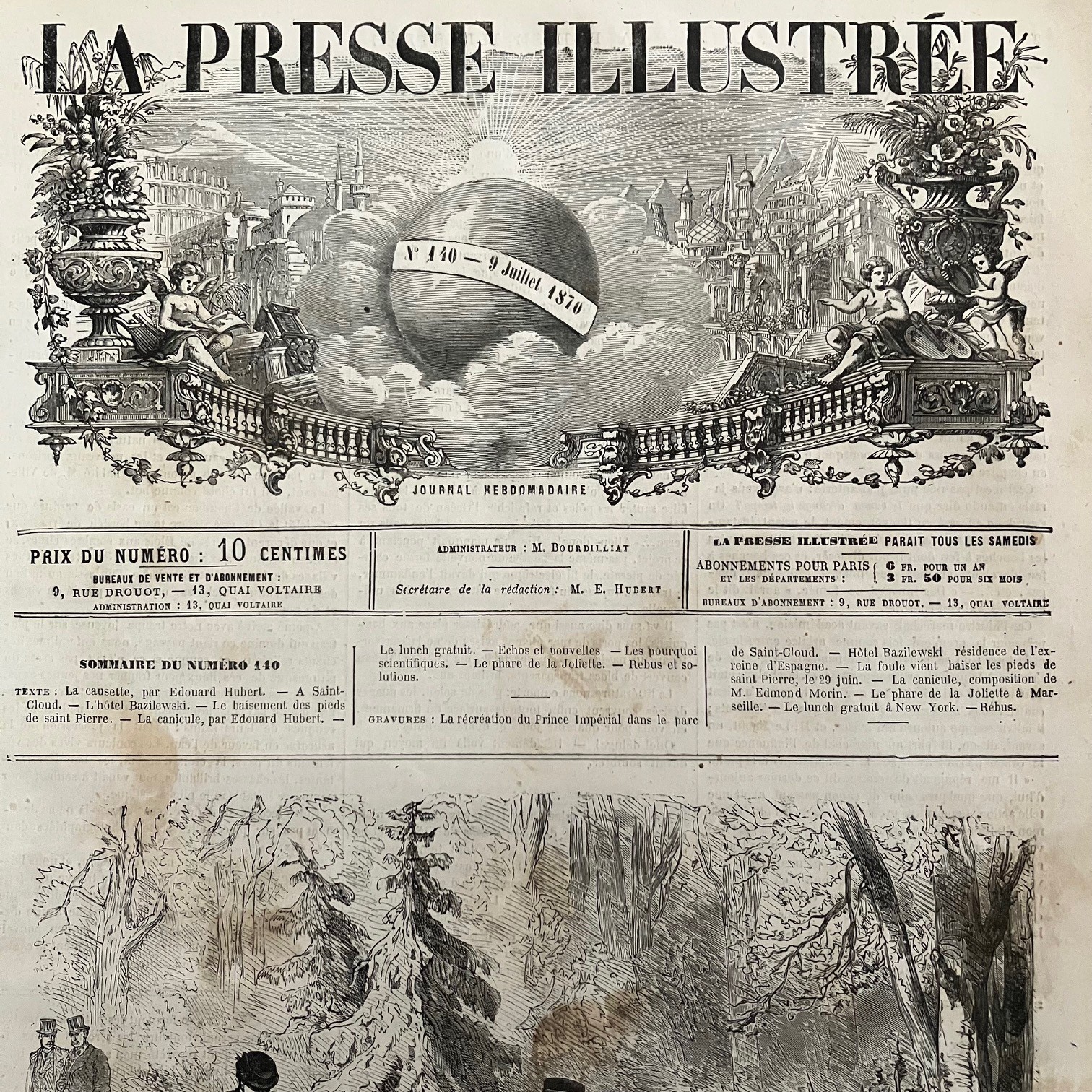 LA PRESSE ILLUSTRREE Journal July 9, 1870 # Imperial Prince Velociped
