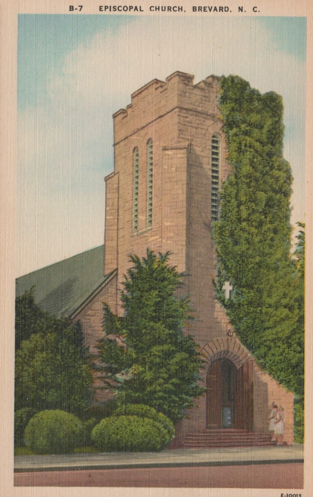 Episcopal Church Brevard North Carolina Linen Vintage Postcard