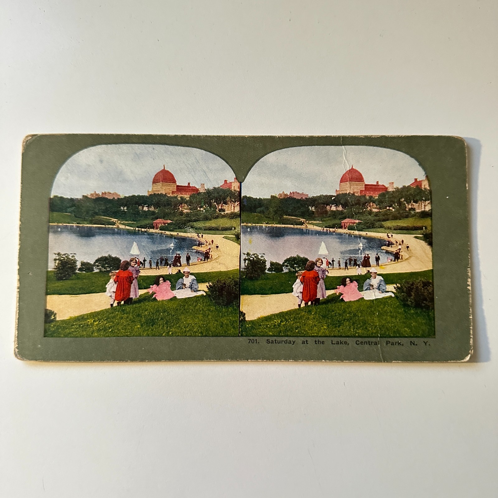 Saturday At The Lake Central Park New York Antique Stereoview Card 5H6-3
