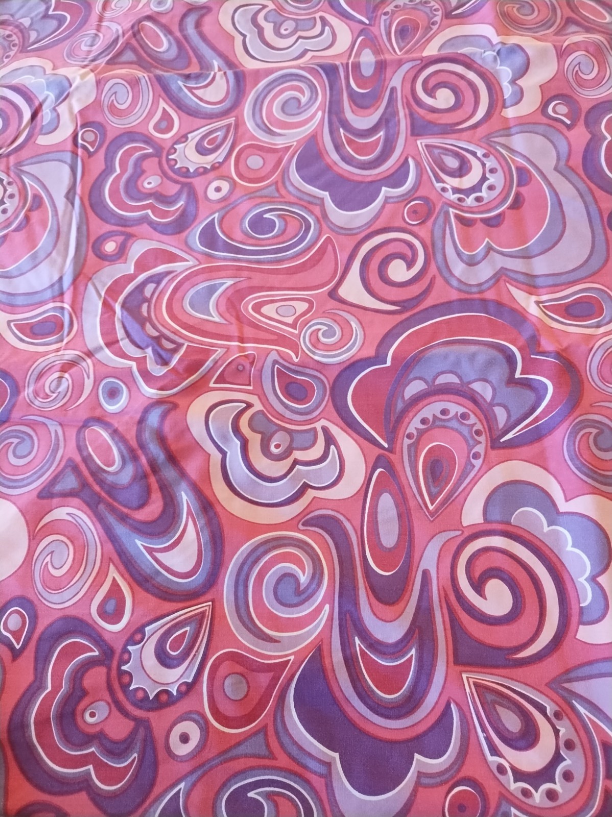 Vtg 70\'s Springs Full Fitted Sheet & Pillowcases Psychedelic Mod Pink Purple