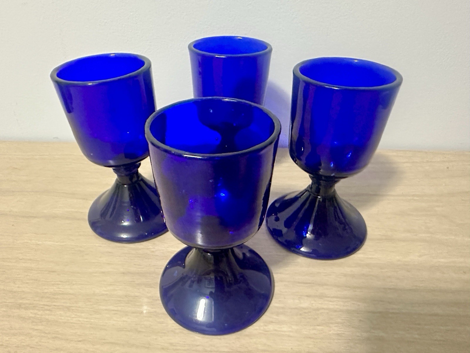 Mid-Century Cobalt Blue Handblown Goblets Set of 4 Empoli Gullaskruf