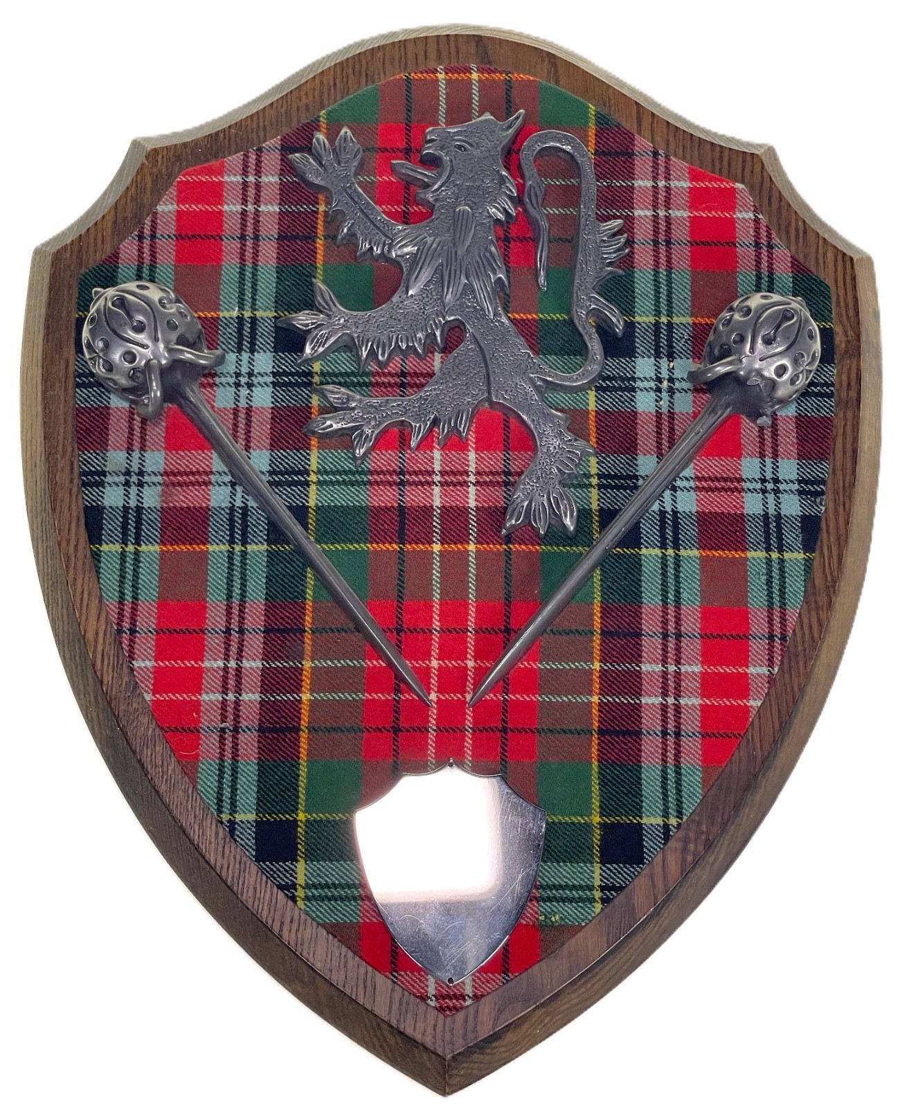 Scottish Heraldry Clan Family Coat of Arms Plaque Lion Rampant Tartan Plaid 