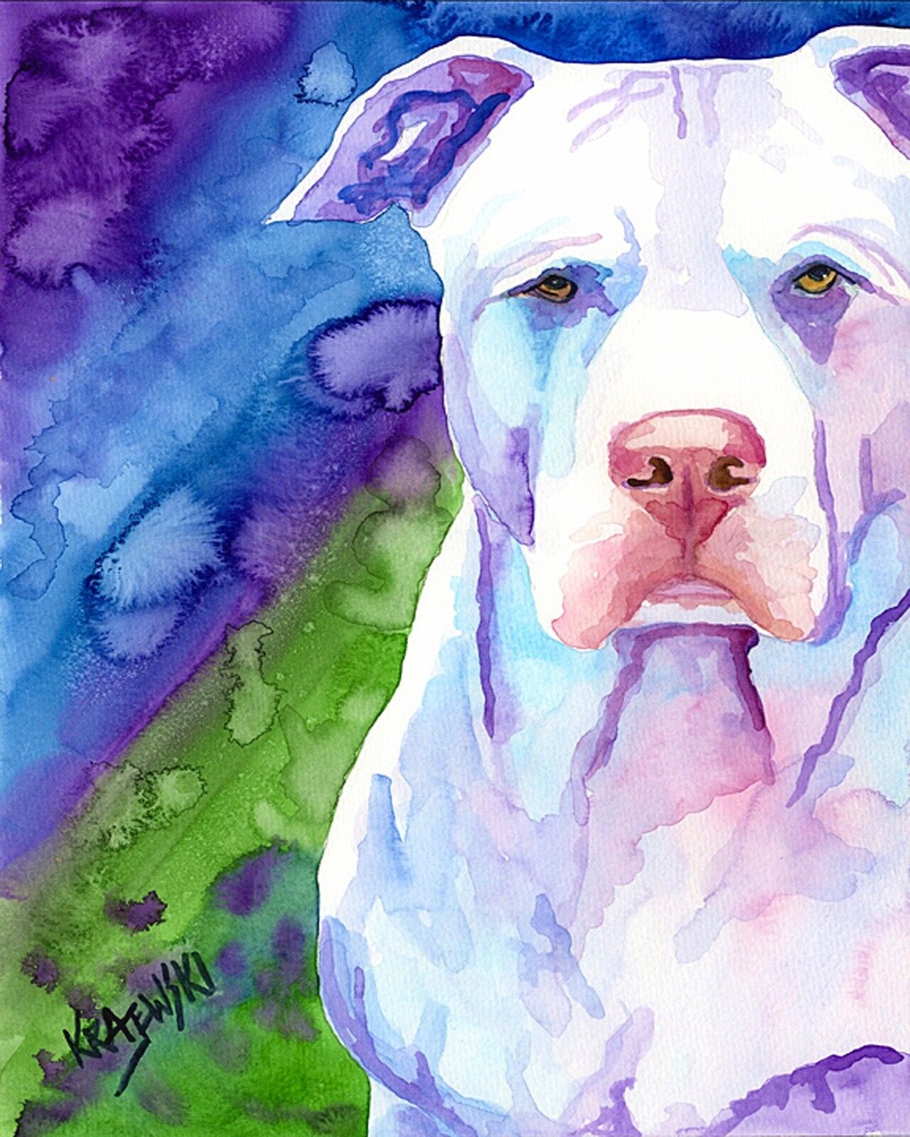 Pit Bull Art Print from Painting | Pitbull Gifts, Poster, Picture, Decor 8x10