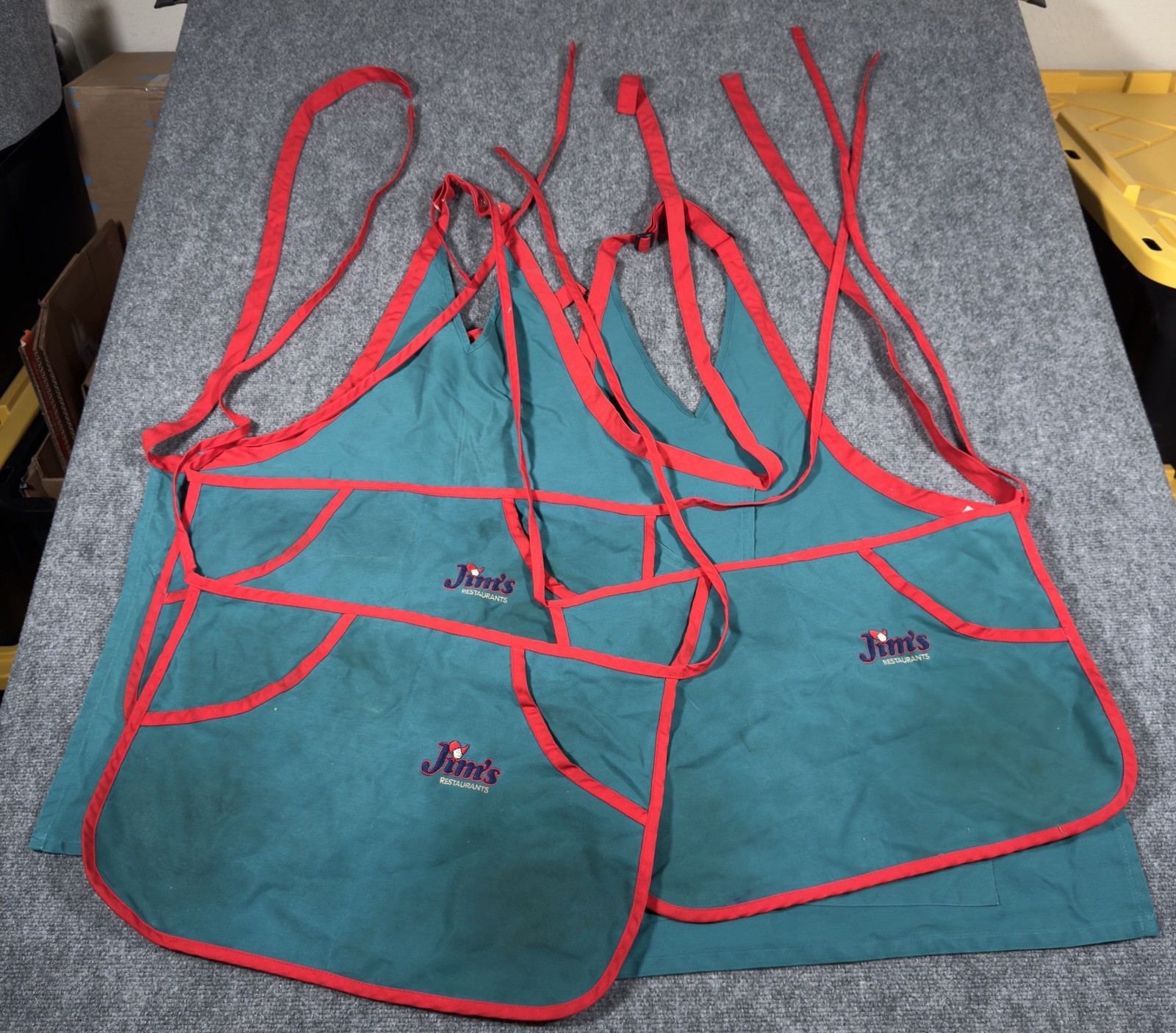 Vintage Jim's Restaurants Apron Lot Waiter Server Waitress Uniform Green Red