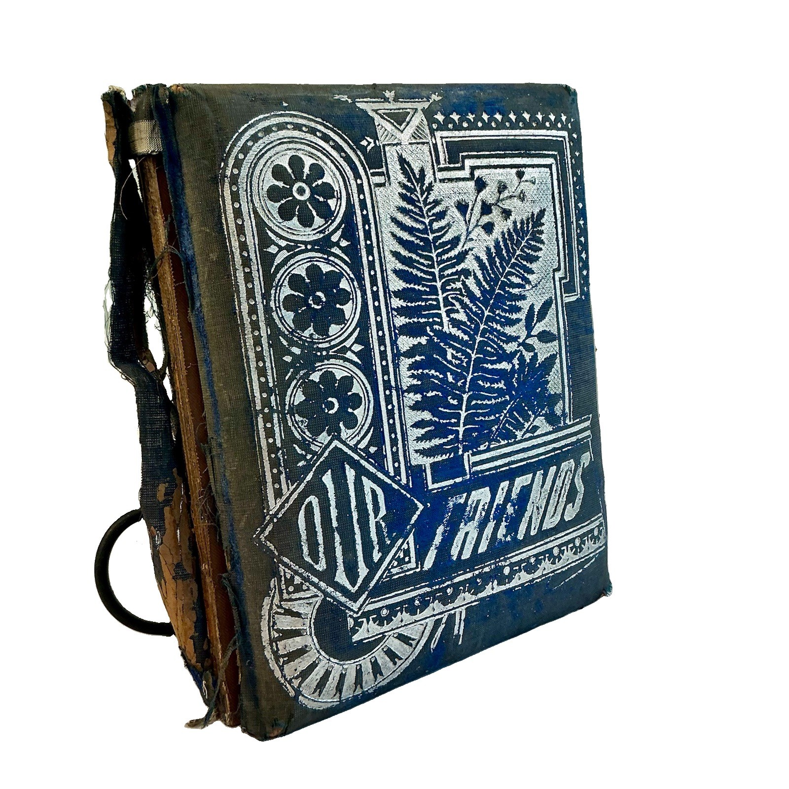 Antique Victorian 1800’s Family Celluloid Velvet Photo Album w 52 Images Flaws