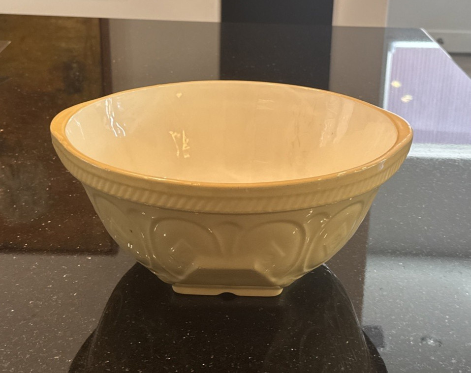 Vintage T. G. Green, Yellow Ware Gripstand Mixing Bowl, 12 Inches 1950's Diamond