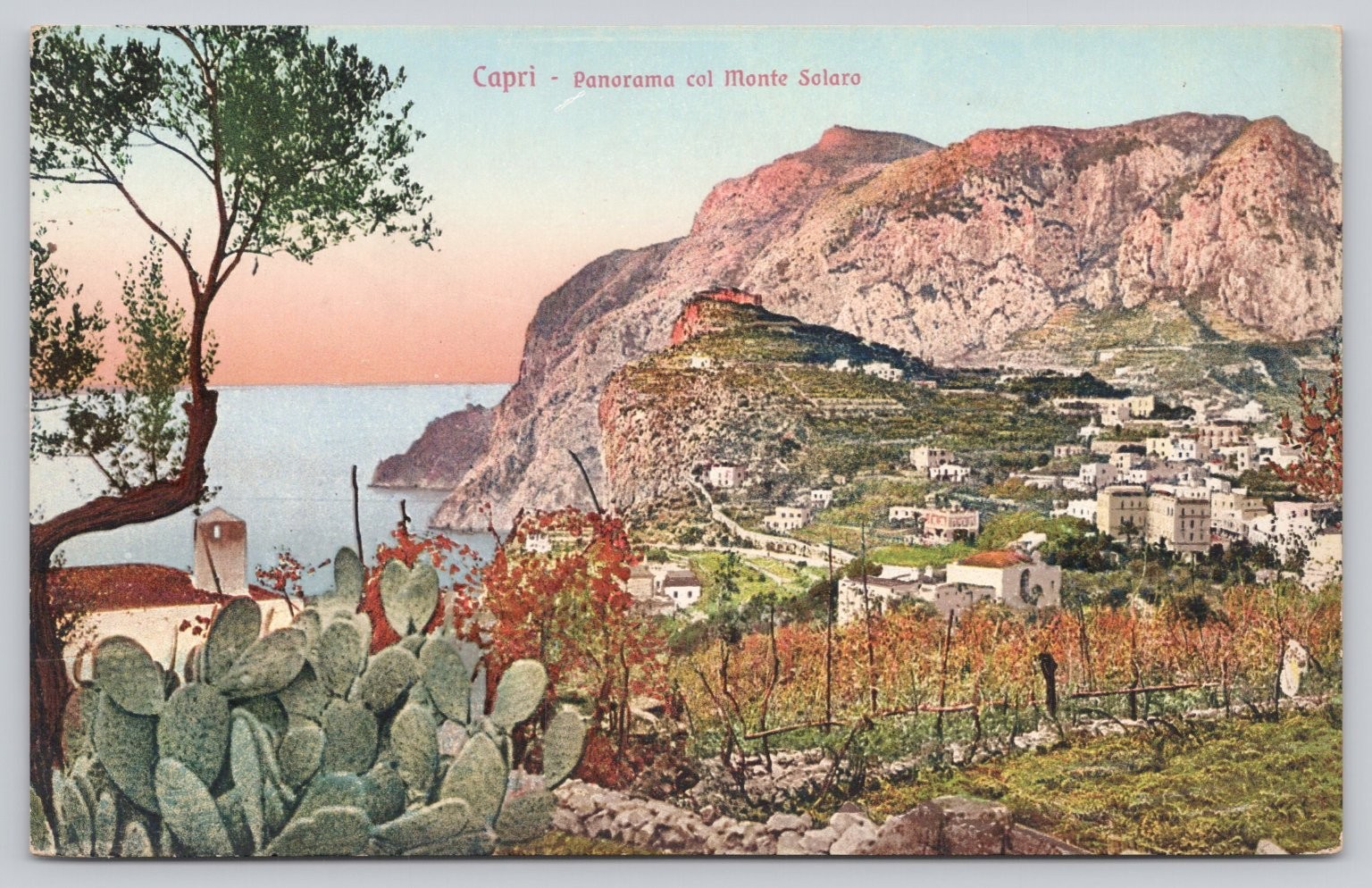 Vintage CAPRI Italy Panorama Monte Solaro Old Postcard Brunner Como Scenic View
