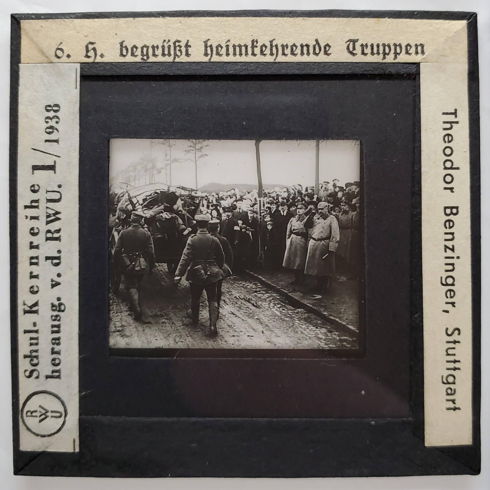 1938 Hindenburg WW1 German RWU Magic Lantern Slide Benzinger Stuttgart Original
