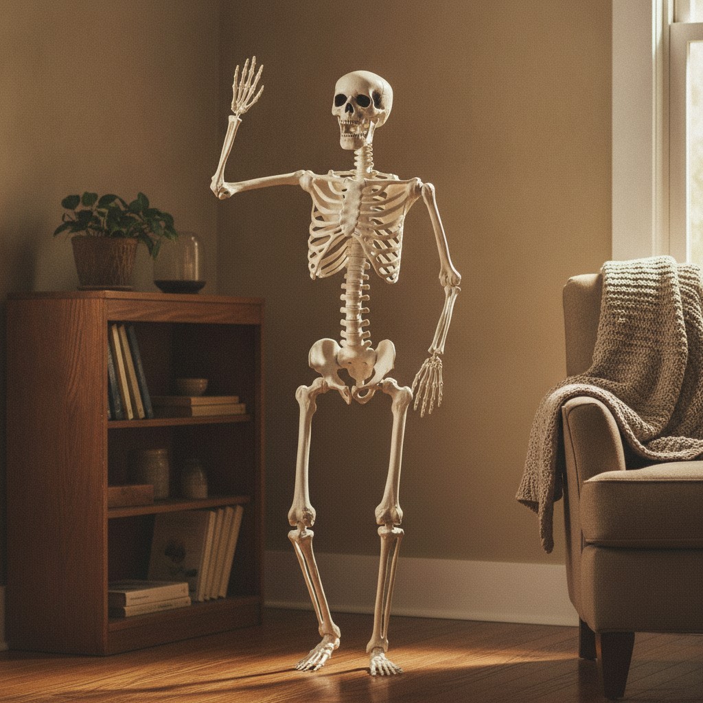 5.9ft/180cm Posable Halloween Skeleton, Life Size Skeleton Bones with Movable...