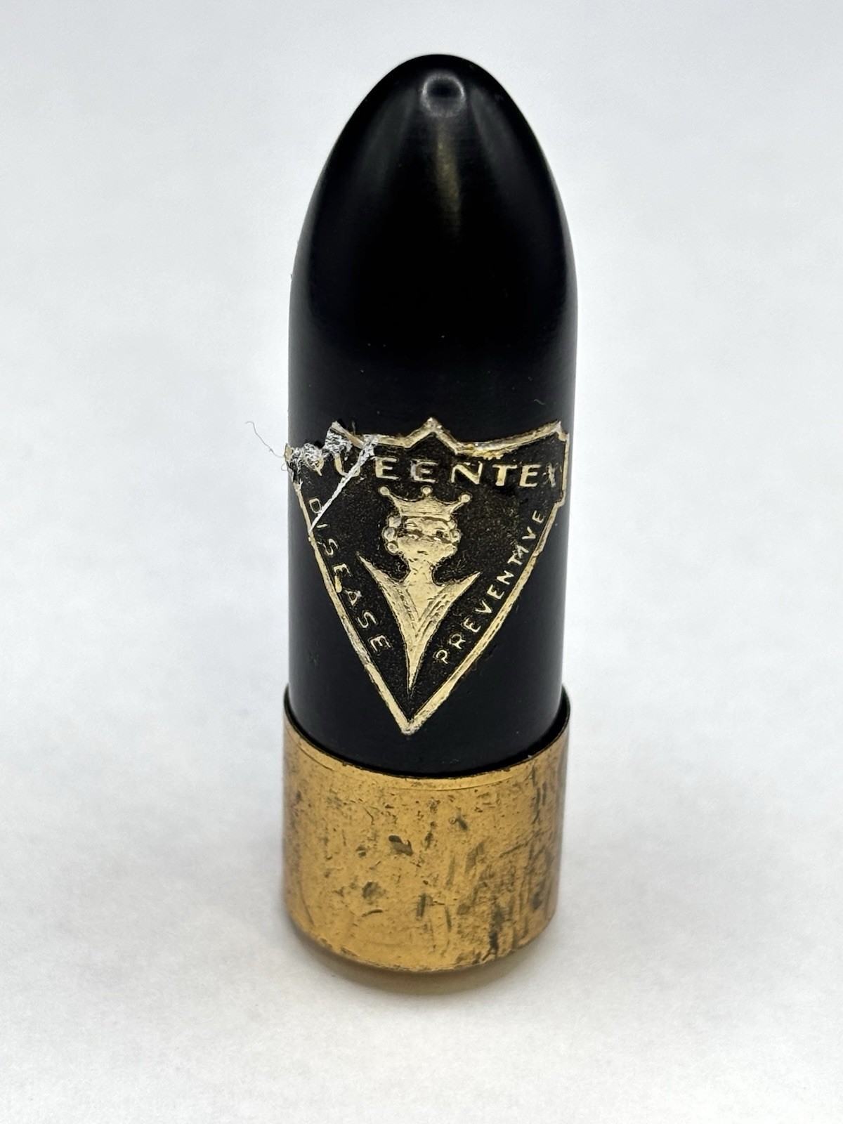 Vintage Bullet Shaped QUEENTEX Condom Container Plastic Prophylactic Holder
