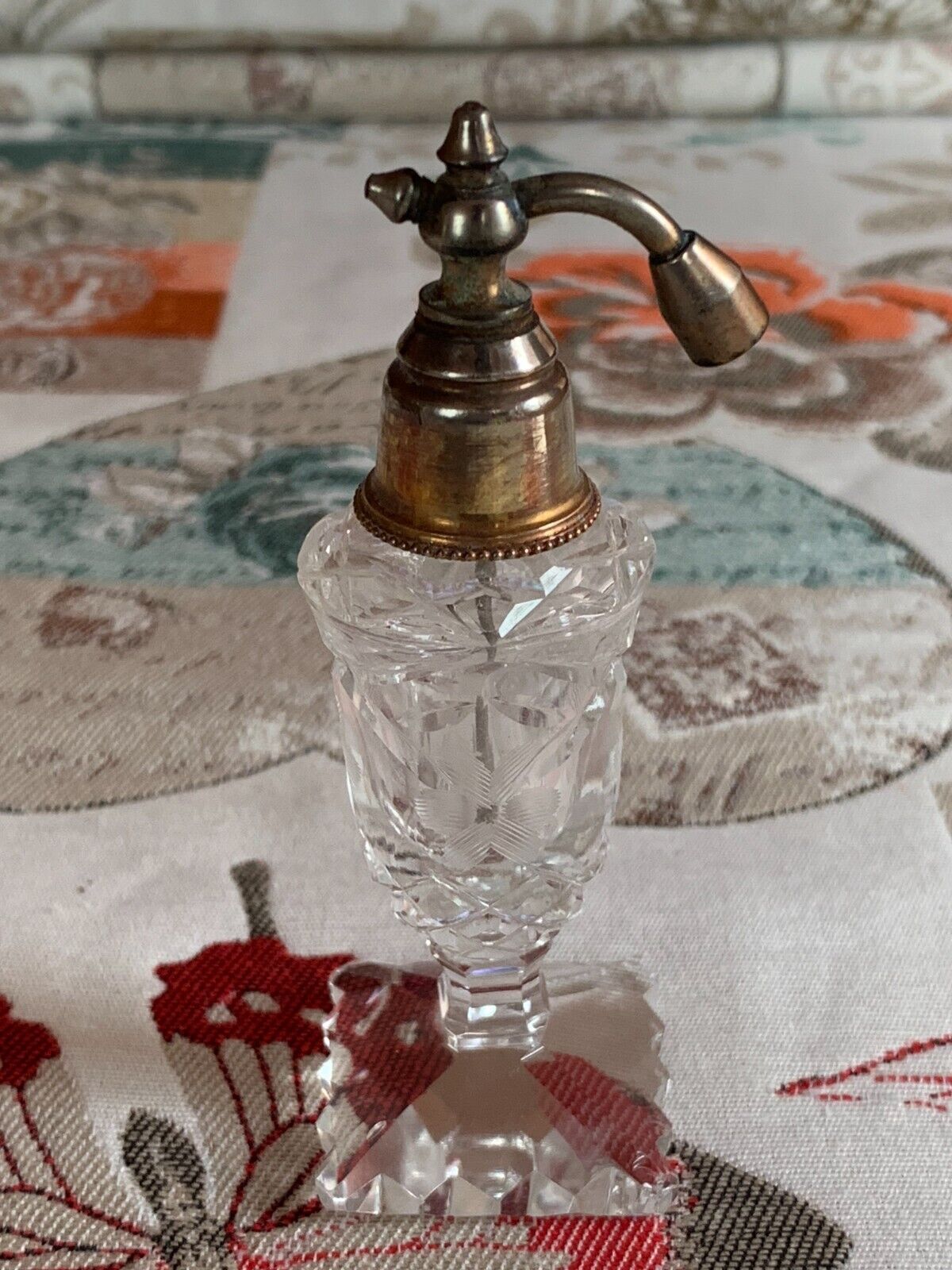 Antique French Cut Clear Crystal Glass Perfume Scent Botte Atomizer c1920\'s