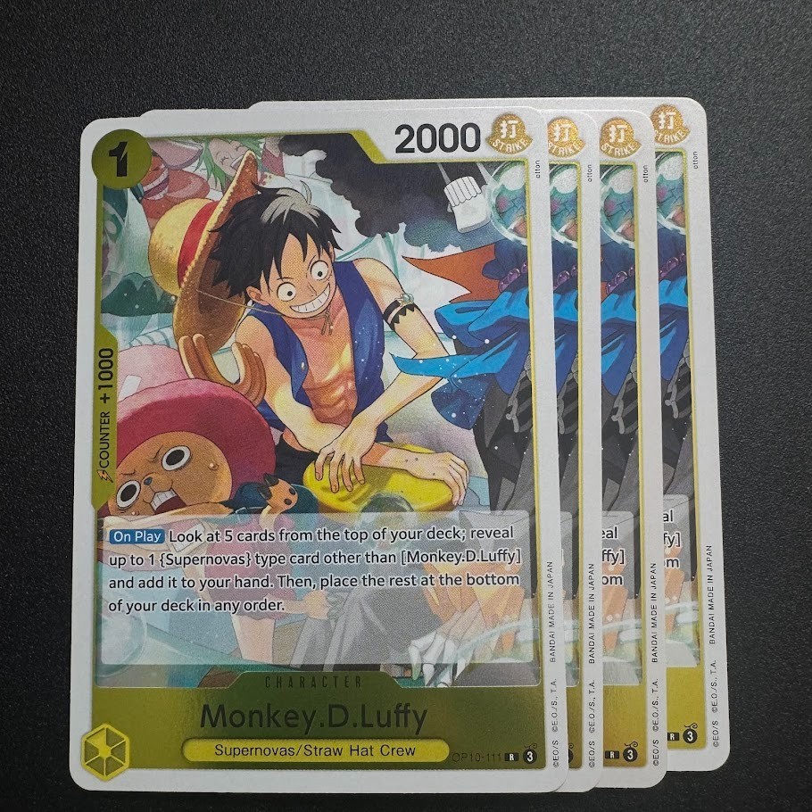 4x Monkey.D. Luffy OP10-111 Foil  - One Piece TCG English Playset R CHOPPER