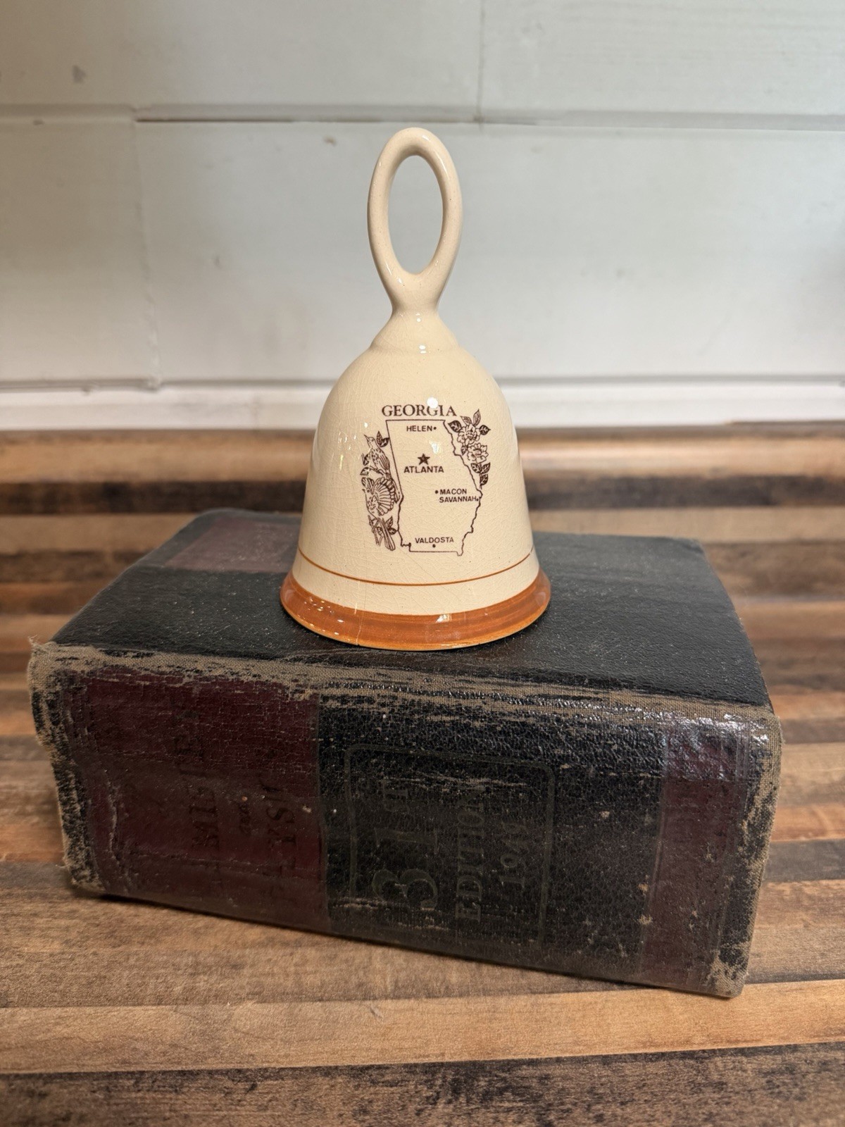 Vintage Rare Georgia Souvenir Bell Ceramic Collectible State Map Atlanta 5”
