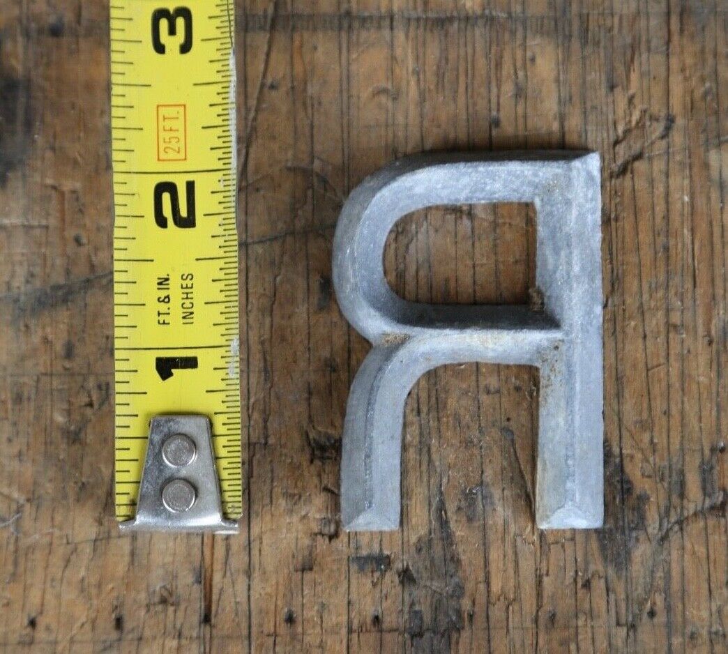 Vintage Metal Letter R sign initial name home address mailbox Marquis craft old