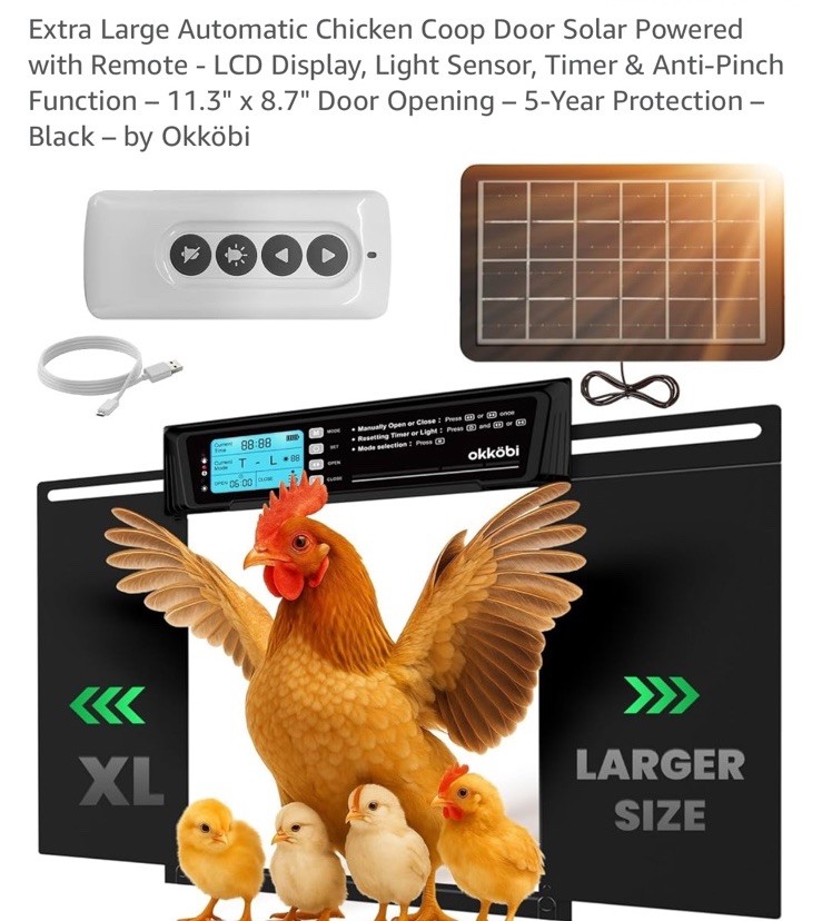 Extra Large Automatic Chicken Coop Door Solar Powered W/ Remote LCD 11.3 Extra Large Automatic Chicken Coop Door Solar Powered W/ Remote LCD 11.3