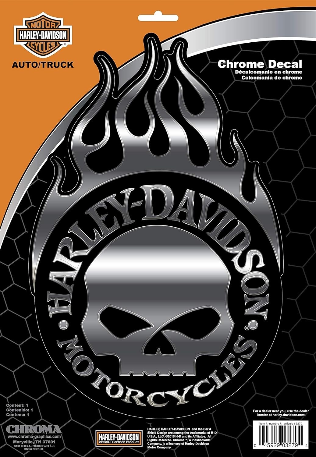 Harley-Davidson Willie G. Skull with Flames Chrome 7\