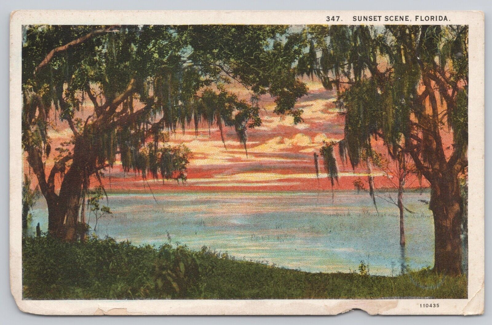 Vtg Post Card Sunset Scene in Florida B272
