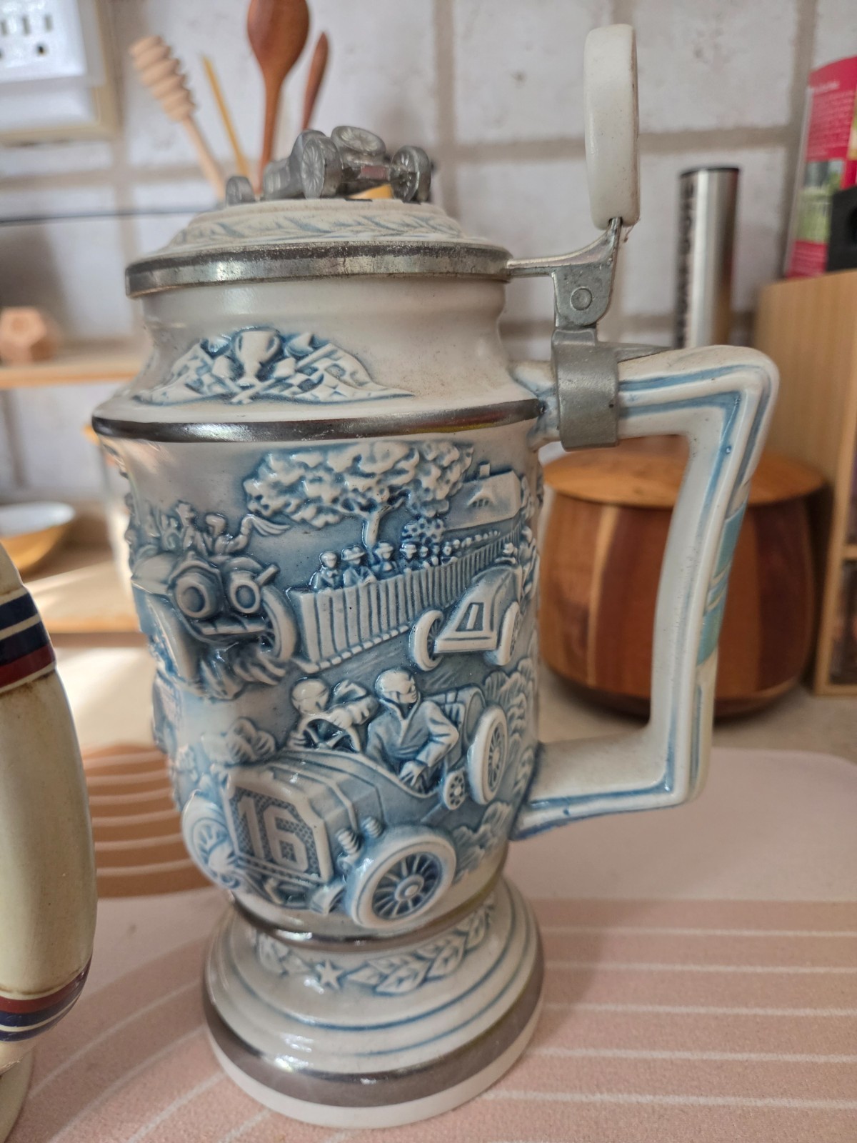 Vintage Avon Racing Car 1989 Collectible Beer Stein Handmade Brazil 126333