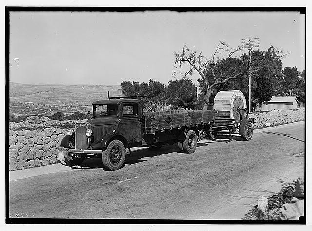 Photo:Jerusalem Palestine 1930s Post Office Trailer Truck Postal Service