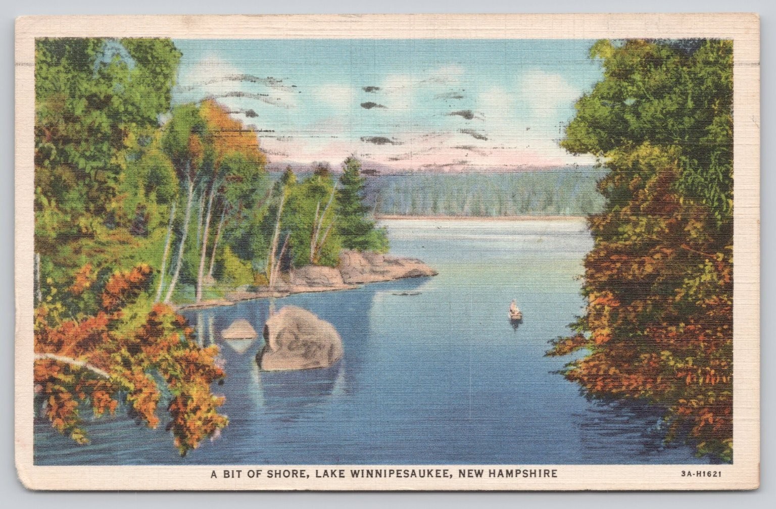Vintage Linen Postcard Lake Winnipesaukee NH Shoreline Curt Teich 1937