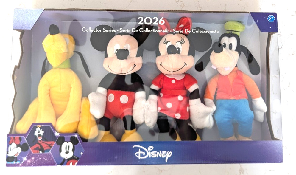 2026 Disney Collector Series Plush 4-Pack Pluto Mickey Minnie and Goofy NEW