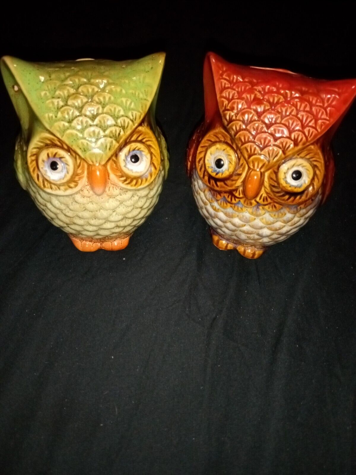 Vintage 2pc Owl Set Figurine Banks 4.5