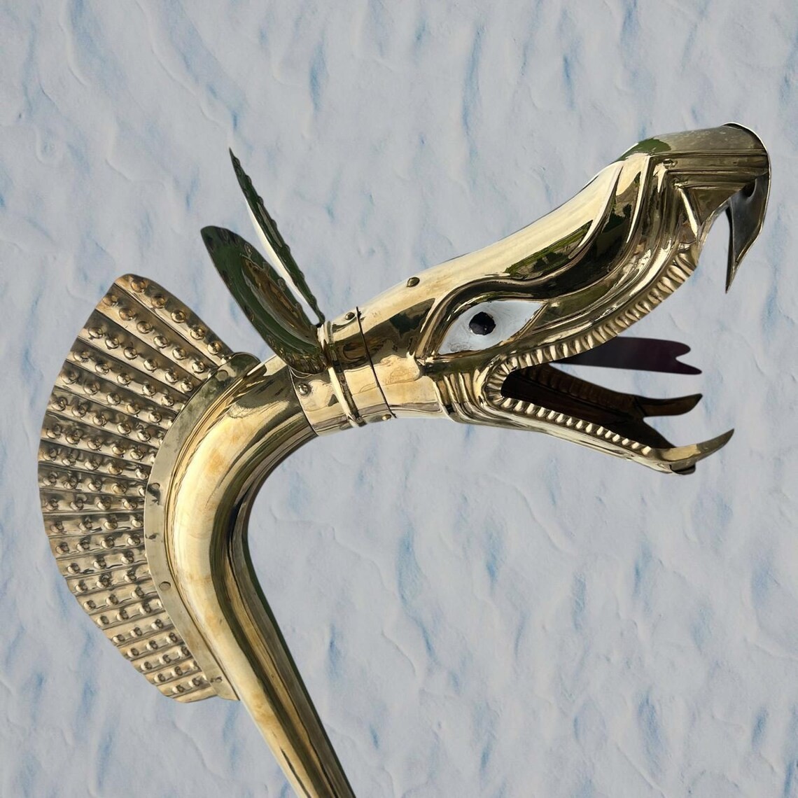 Playable Brass Carnyx War Horn Replica | Celtic Medieval Instrument Decor