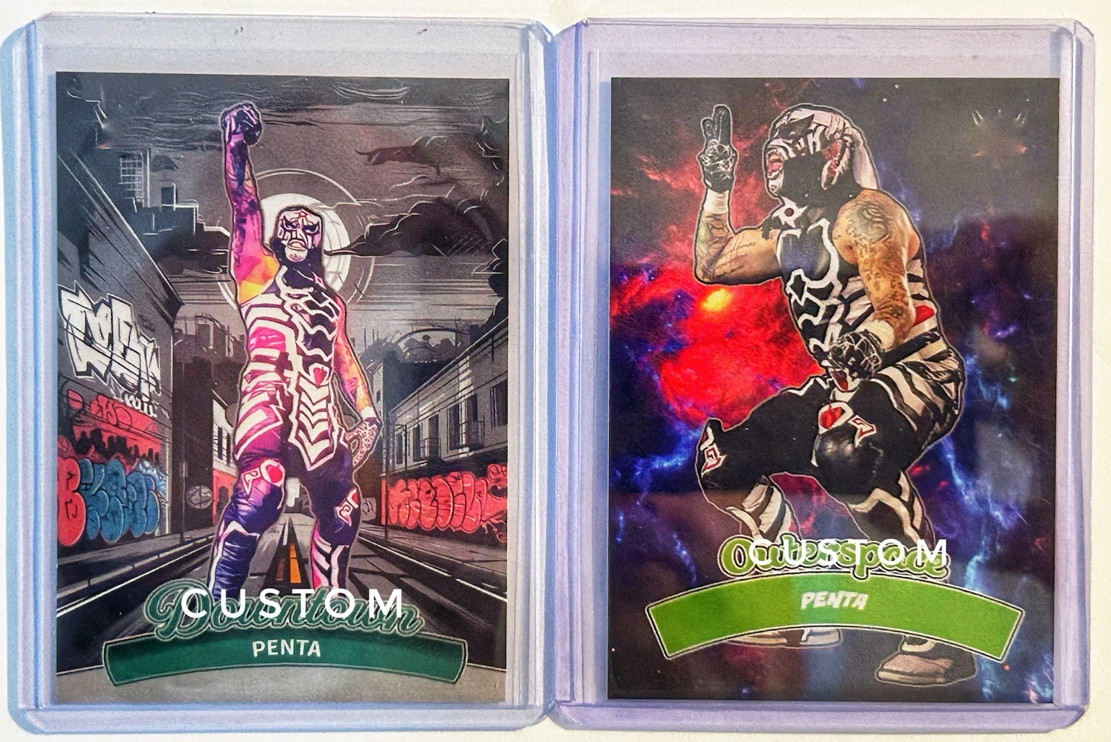 Penta Custom Art Trading Card Lot of 2 Fan Made Collectible Cards