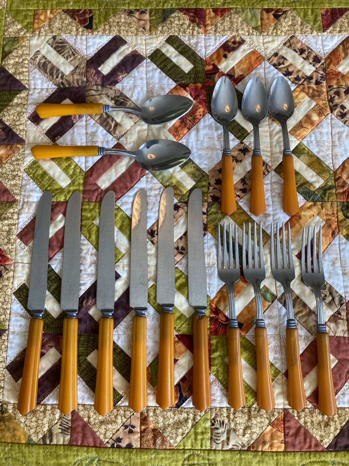 Vintage Bakelite Butterscotch Flatware 11 Pieces